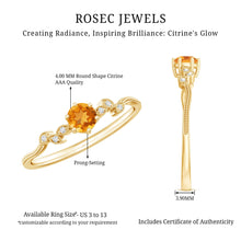 Load image into Gallery viewer, Nature Inspired Citrine and Diamond Proposal Ring for Her