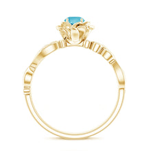 Load image into Gallery viewer, Natural Swiss Blue Topaz Flower Engagement Ring in Gold Plated Silver