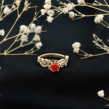 Load image into Gallery viewer, Certified Fire Opal and Diamond Rose Flower Engagement Ring