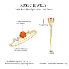 Load image into Gallery viewer, Minimalist Fire Opal and Diamond Promise Ring for Women