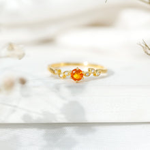 Load image into Gallery viewer, Minimalist Fire Opal and Diamond Promise Ring for Women
