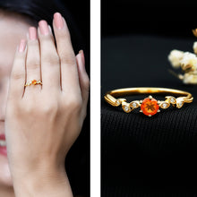 Load image into Gallery viewer, Minimalist Fire Opal and Diamond Promise Ring for Women