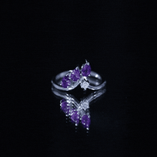 Load image into Gallery viewer, Real Pear Shaped Amethyst and Diamond Ring For Women