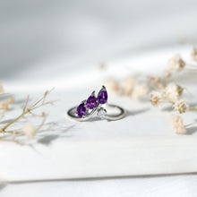 Load image into Gallery viewer, Real Pear Shaped Amethyst and Diamond Ring For Women