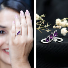 Load image into Gallery viewer, Real Pear Shaped Amethyst and Diamond Ring For Women