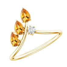 Load image into Gallery viewer, Certified Pear Shaped Citrine Ring Guard with Lab Diamond