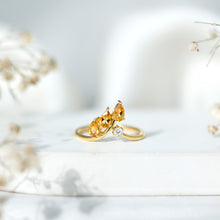 Load image into Gallery viewer, Certified Pear Shaped Citrine Ring Guard with Lab Diamond