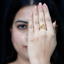 Load image into Gallery viewer, Certified Pear Shaped Citrine Ring Guard with Lab Diamond