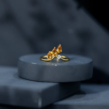 Load image into Gallery viewer, Certified Pear Shaped Citrine Ring Guard with Lab Diamond