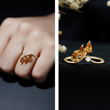 Load image into Gallery viewer, Certified Pear Shaped Citrine Ring Guard with Lab Diamond