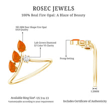 Load image into Gallery viewer, Pear Shaped Fire Opal Stackable Ring with Lab Grown Diamond
