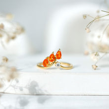 Load image into Gallery viewer, Pear Shaped Fire Opal Stackable Ring with Lab Grown Diamond