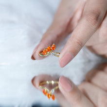 Load image into Gallery viewer, Pear Shaped Fire Opal Stackable Ring with Lab Grown Diamond