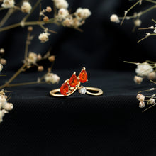 Load image into Gallery viewer, Pear Shaped Fire Opal Stackable Ring with Lab Grown Diamond