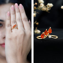 Load image into Gallery viewer, Pear Shaped Fire Opal Stackable Ring with Lab Grown Diamond