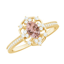 Load image into Gallery viewer, Vintage Inspired Morganite Engagement Ring with Diamonds