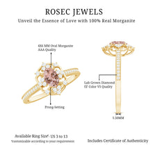 Load image into Gallery viewer, Vintage Inspired Morganite Engagement Ring with Diamonds