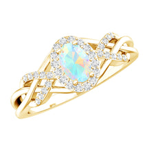 Load image into Gallery viewer, Genuine Ethiopian Opal and Diamond Oval Engagement Ring
