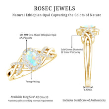 Load image into Gallery viewer, Genuine Ethiopian Opal and Diamond Oval Engagement Ring