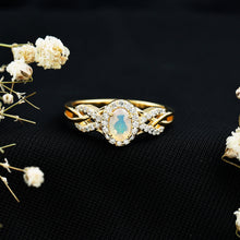 Load image into Gallery viewer, Genuine Ethiopian Opal and Diamond Oval Engagement Ring