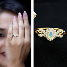Load image into Gallery viewer, Genuine Ethiopian Opal and Diamond Oval Engagement Ring