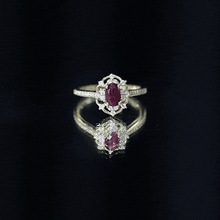 Load image into Gallery viewer, Vintage Engagement Ring with Rhodolite Garnet and Diamond