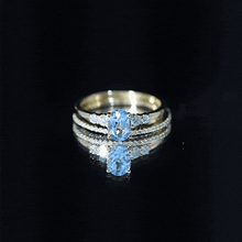 Load image into Gallery viewer, Oval Swiss Blue Topaz Diamond Wedding Ring Set in Silver