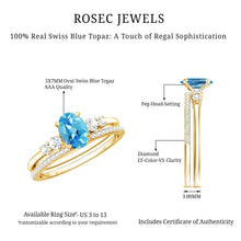Load image into Gallery viewer, Oval Swiss Blue Topaz Diamond Wedding Ring Set in Silver