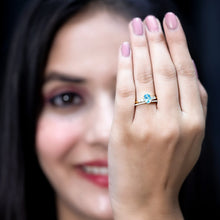 Load image into Gallery viewer, Oval Swiss Blue Topaz Diamond Wedding Ring Set in Silver