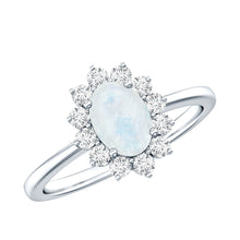 Load image into Gallery viewer, Natural 1 Carat Oval Cut Moonstone and Diamond Engagement Ring