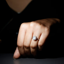 Load image into Gallery viewer, Natural 1 Carat Oval Cut Moonstone and Diamond Engagement Ring