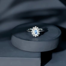 Load image into Gallery viewer, Natural 1 Carat Oval Cut Moonstone and Diamond Engagement Ring