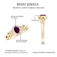 Load image into Gallery viewer, Genuine Rhodolite Garnet and Diamond Criss Cross Engagement Ring