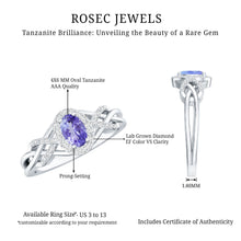 Load image into Gallery viewer, Real Tanzanite and Diamond Engagement Ring with Criss Cross Shank