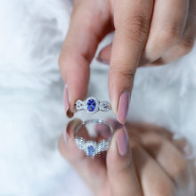 Load image into Gallery viewer, Real Tanzanite and Diamond Engagement Ring with Criss Cross Shank