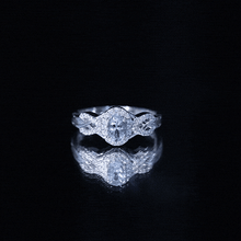 Load image into Gallery viewer, Genuine Aquamarine and Diamond Designer Engagement Ring in Silver
