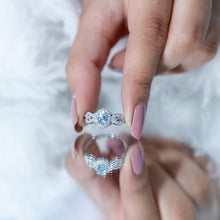 Load image into Gallery viewer, Genuine Aquamarine and Diamond Designer Engagement Ring in Silver