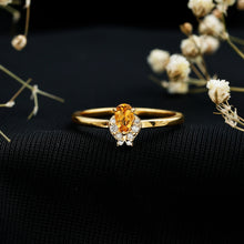 Load image into Gallery viewer, Minimalist Citrine and Diamond Promise Ring for Her in Silver