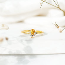 Load image into Gallery viewer, Minimalist Citrine and Diamond Promise Ring for Her in Silver