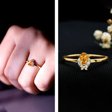 Load image into Gallery viewer, Minimalist Citrine and Diamond Promise Ring for Her in Silver