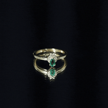 Load image into Gallery viewer, Womens Lab Grown Emerald and Diamond Promise Ring in Silver