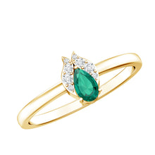 Load image into Gallery viewer, Womens Lab Grown Emerald and Diamond Promise Ring in Silver