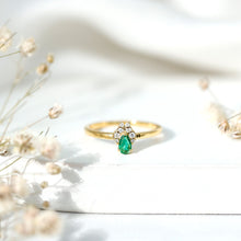 Load image into Gallery viewer, Womens Lab Grown Emerald and Diamond Promise Ring in Silver