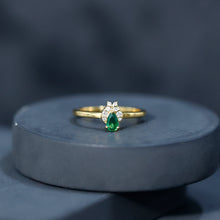 Load image into Gallery viewer, Womens Lab Grown Emerald and Diamond Promise Ring in Silver