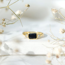 Load image into Gallery viewer, Lab Grown Black Diamond Bezel Set Engagement Ring For Women