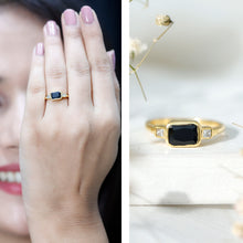 Load image into Gallery viewer, Lab Grown Black Diamond Bezel Set Engagement Ring For Women