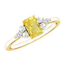 Load image into Gallery viewer, 0.75 Carat Emerald Cut Lab Created Yellow Sapphire Promise Engagement Ring