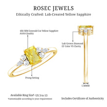Load image into Gallery viewer, 0.75 Carat Emerald Cut Lab Created Yellow Sapphire Promise Engagement Ring