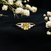 Load image into Gallery viewer, 0.75 Carat Emerald Cut Lab Created Yellow Sapphire Promise Engagement Ring