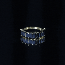 Load image into Gallery viewer, Emerald Cut Lab Created Black Diamond Half Eternity Band in Silver
